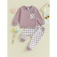 thumbnail image 2 of vera natura Baby Pants Set, Long Sleeve Sweatshirt with Plaid Sweatpants 2-piece Outfit for Girls Boys, 2 of 9