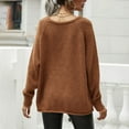 thumbnail image 6 of IROINNID Deals Pullover Sweater for Women Autumn/Winter Off Shoulder Round Neck Pullover Knitted Loose Sweater,Brown, 6 of 7