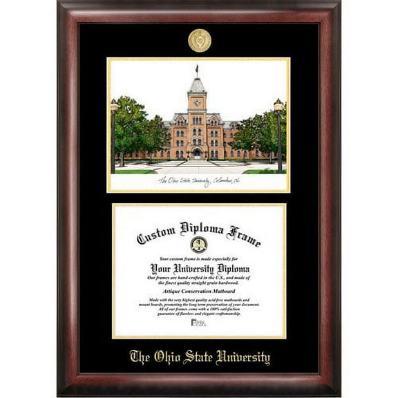 Ohio State University 8.5" x 11" Gold Embossed Diploma Frame with Campus Images Lithograph