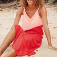 thumbnail image 4 of HKEJIAOI Robes de Plage pour Femmes Cadeau d'Anniversaire Dames Patchwork à Bretelles Dos Nu Sans Manches à Col en V Longue Robe Robe de Plage Rouge Soldes Liquidation, 4 of 9