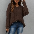 thumbnail image 2 of Htigea Womens Hooded Sweaters Cable Knit Long Sleeve Hoodies Oversized Casual Pullover Tops Solid Sweater Brown S, 2 of 8