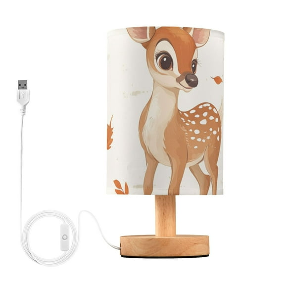 Pretty Deers Table Lamp for Desk Nightstand Lamp with USB Modern Gifts for Bedroom Living Room Kids Room