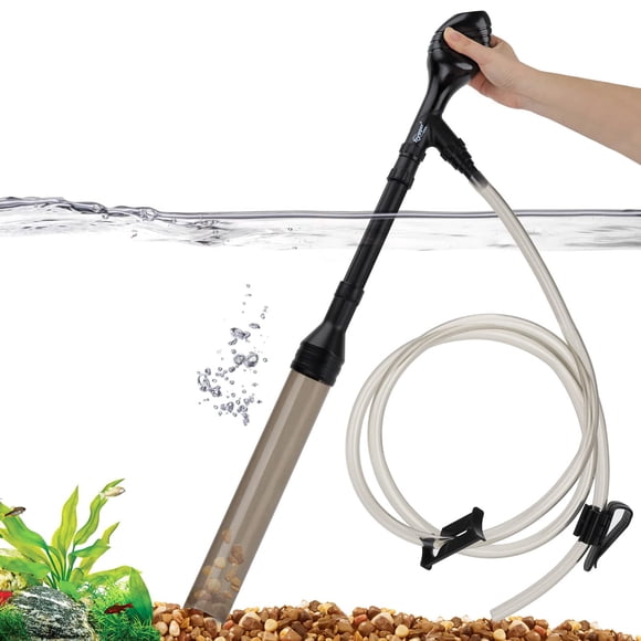hygger Aspirateur Manuel 256GPH pour Gravier d'Aquarium, Nettoyeur de Gravier d'Aquarium en Quelques Secondes, Changeur d'Eau à Faible Niveau d'Eau, Nettoyeur d'Aquarium avec Pincement