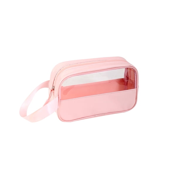 Vogacara Bolsa de almacenamiento de artículos de tocador de viaje portátil de gran capacidad transparente y visible para un fácil acceso Bolsas de maquillaje rosa talla pequeña