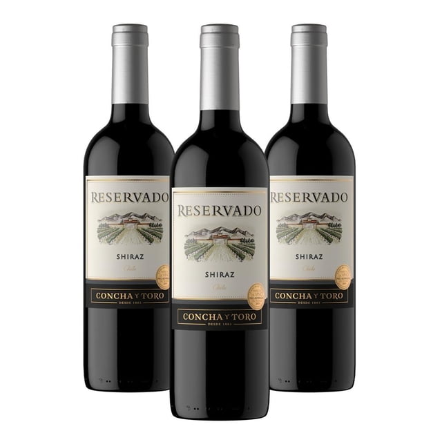 Paquete 3 botellas Vino Tinto Concha y Toro Reservado Shiraz 750 ml