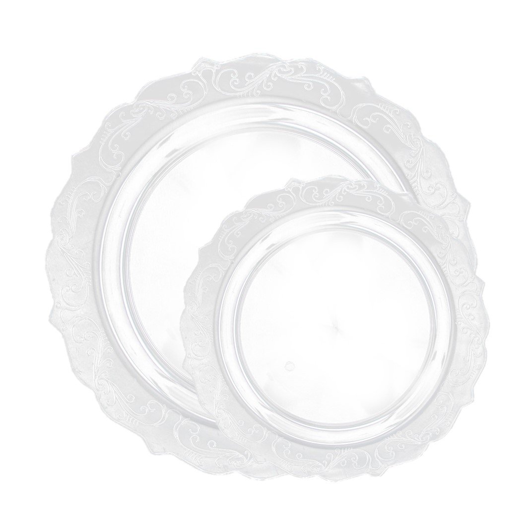 Elegant Clear Plastic Plastes, Disposable Dinnerware Set, Wedding