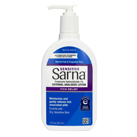 Sarna Sensitive Anti-Itch Lotion 1% Hydrocortisone, Fragrance-Free, 7.5 fl oz (Pack of 2) – Soothing Relief for Dry, Itchy, Sensitive Skin