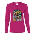 thumbnail image 3 of Funny Neon Sloth | Dean Russo Art Animal Lover Womens Long Sleeve T-Shirt, Fuschia, S, 3 of 5