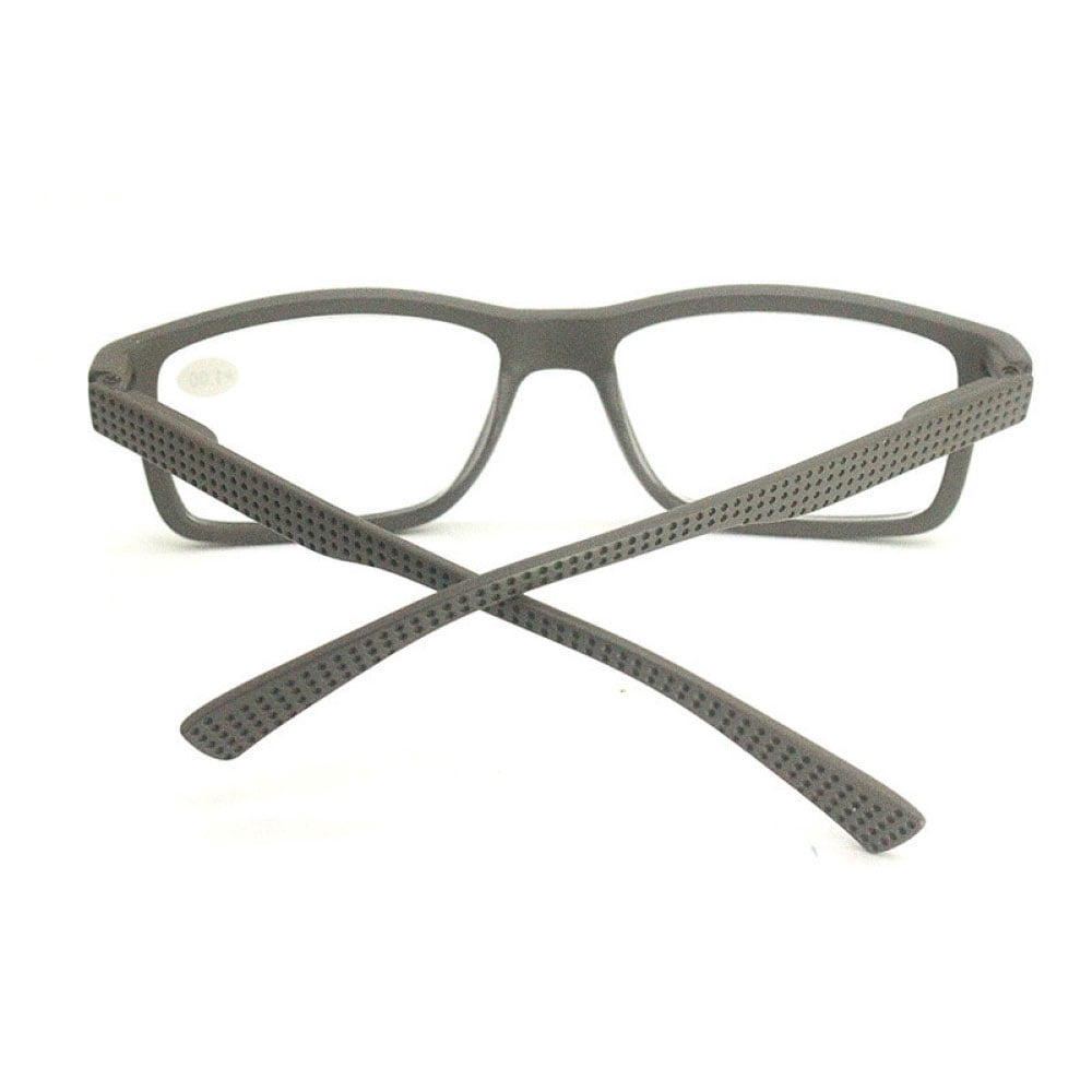 3 Pairs of Mens Thick Rectangular Gray Reading Glasses 2.0 Anti-blue Light Readers Women Plastic Spring Hinge Presbyopic Glasses +2.00
