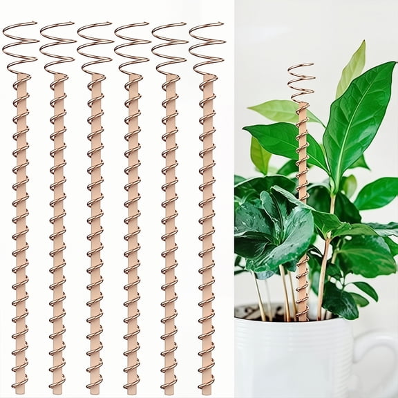 Electroculture Plant Stakes 6pcs, 12'' Copper Coil Garden Stakes – Tensor Rings Kit for Vegetable Plants