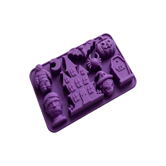 Halloween Candy Mold, Spooky Shapes Silicone Tray, Non-Stick Baking Mold for Chocolate & Gummy, Halloween Party Bakeware Supplies