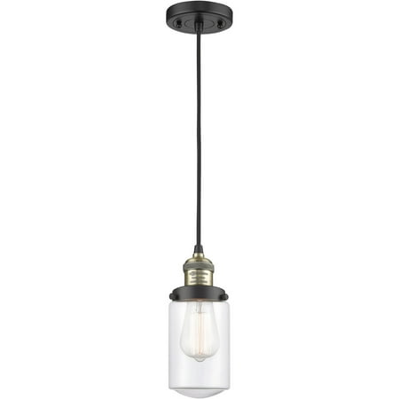 

Black Antique Brass Tone Mini Pendants 5 Wide Clear Glass Steel/Cast Brass Medium Base 1 Light Fixture