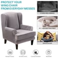 thumbnail image 6 of TOPCHANCES 2-Piece Stretch Velvet Fabric Wing Chair Cover Wingback Armchair Slipcovers（Sliver Grey）, 6 of 10