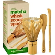 BambooWorx Matcha Whisk Set - Matcha Whisk (Chasen), Traditional Scoop (Chashaku), Tea Spoon. The Perfect Set to Prepare a Traditional Cup of Japanese Matcha Tea, Handmade from 100% Natural