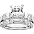 thumbnail image 4 of Sterling Silver Rhodium-Plated Cz 2 Piece Wedding Ring Set (Size 7) Made In China qr1335-7, 4 of 5