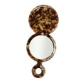 thumbnail image 1 of Espejo de maquillaje redondo portátil para mujeres de 1 pieza de Unique Bargains para salón de belleza y viajes, espejo de vidrio de acetato marrón, 1 of 3