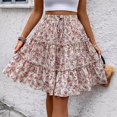 thumbnail image 2 of WTOBBY Women's Fashionable Floral Print Casual Skirt with Elastic Waist and Adjustable Strap, Versatile Half Skirt Design for Everyday Wear, Boho Chic Summer Outfits,Red L, 2 of 5