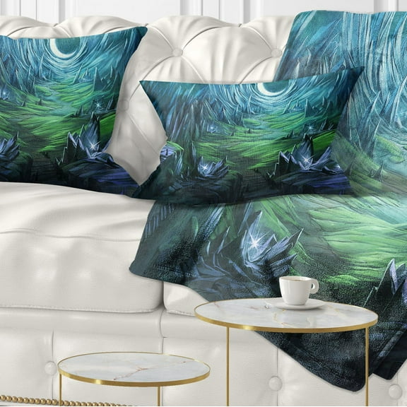 Designart Twilight Valley Landscape - Abstract Throw Pillow - 12x20