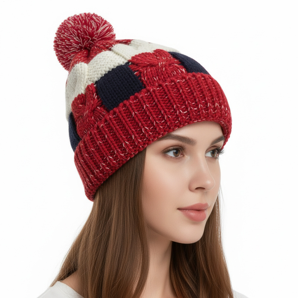Wireless Beanie Hat Headphones | Music Winter | Knit Stereo Headphone Cap Women Soft Hat with Pompon | for Skiing