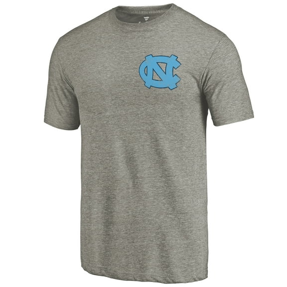 Men's Gray Heather UNC Tar Heels Left Chest Distressed Logo Tri-Blend T-Shirt