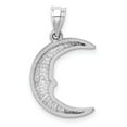 thumbnail image 3 of 14k White Gold Solid Textured Satin Diamond Cut Polished Finish Moon with Face Design Charm Pendant, 3 of 7