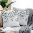 thumbnail image 2 of Throw Pillow Covers 20x20 Inch Set of 2, Blue Coastal Waterproof Outdoor Pillow Covers, Eucalyptus Leaves Summer Beach Starfish Decorative Cushion Pillowcases for Couch, Sofa, Bed, Garden, Patio, 2 of 9