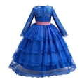 thumbnail image 3 of ZHOGXU Kids Elegant Girls Princess Dress Lightweight Mesh Layered Gown With Long Sleeve Soft Satin Bow Belt Birthday Party Outfit, 3 of 9