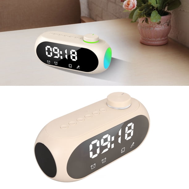 Reloj Despertador con Altavoz Radio Reloj Iluminación RGB Pantalla de Temperatura Transmisión de Voz Altavoz Inalámbrico con Alarmas Duales Espejo Pantalla LED