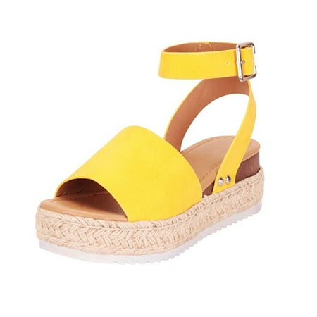 

TOWED22 Sandals For Women Women s Platform Wedge Sandals Open Toe Sandals Ankle Strap Concise Summer Beach Sandal Shoes Sandals For Women