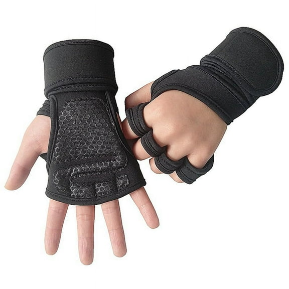 M Training Sport Gloves for Men Women Workout Fitness Body Building Weightlifting Gym Hand Wrist Black B