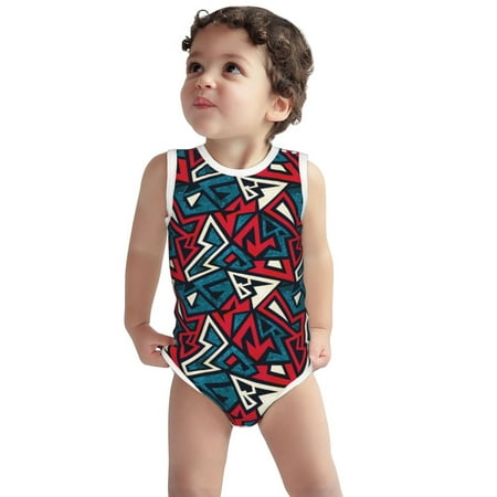 

Vsdgher Geometric Elements Print Baby Unisex Baby Cotton Sleeveless Bodysuits Soft and velvety comfortable and breathable