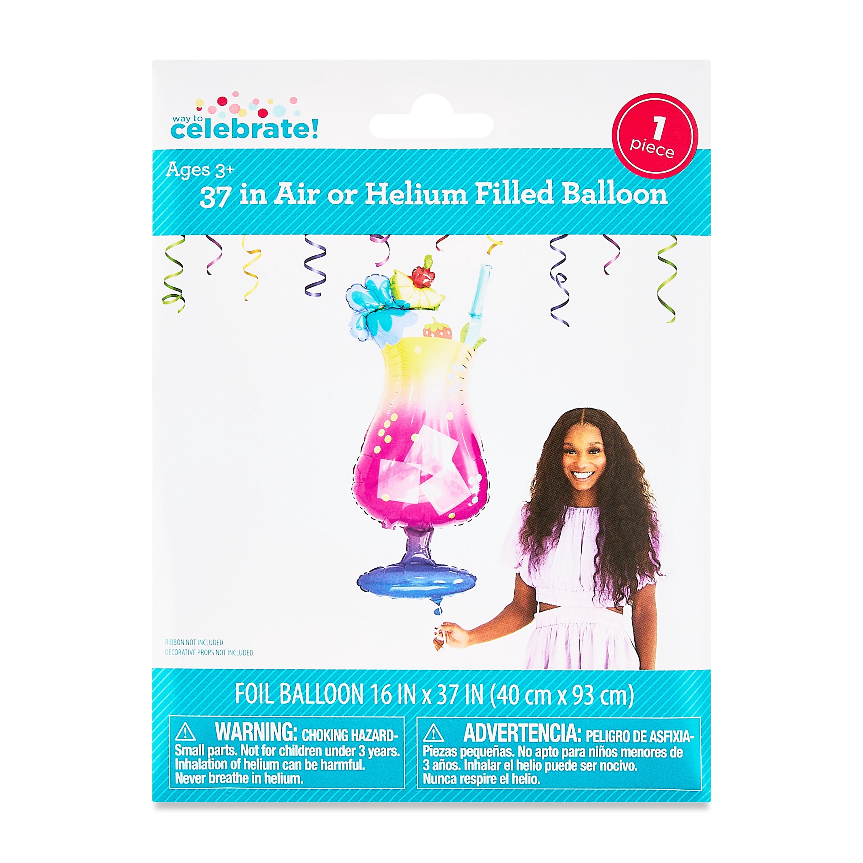 37" Multicolor Cocktail Balloon, by Way To Celebrate