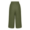 thumbnail image 7 of MIUOWANP Plus Size Women's Cropped Pants Wide Leg with Pockets Solid Color Drawstring Casual Long Pants Size XXXXL(16)Army Green, 7 of 7