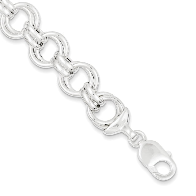 Sterling Silver Polished Fancy Link Bracelet (Weight: 14.73 Grams, Length: 8.5 Inches)