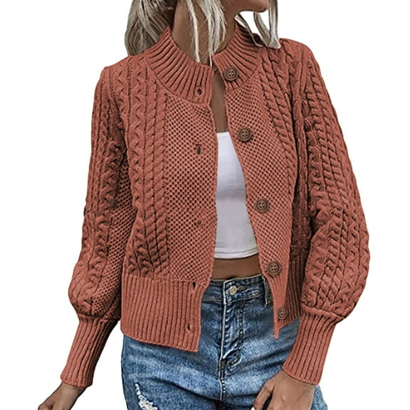 Scyoekwg Fall Coats for Women 2025 Casual Coat Long Sleeve Open Front Solid Color Overcoat Knitting Buttons Hoodless Coat Tops Khaki M