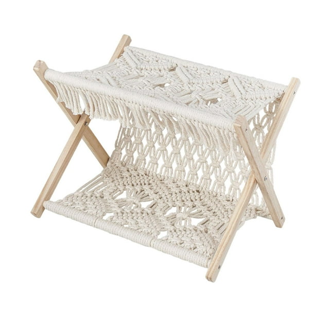 Revistero de macramé estilo boho, organizador de almacenamiento plegable rústico que ahorra espacio. 34x24x25cm
