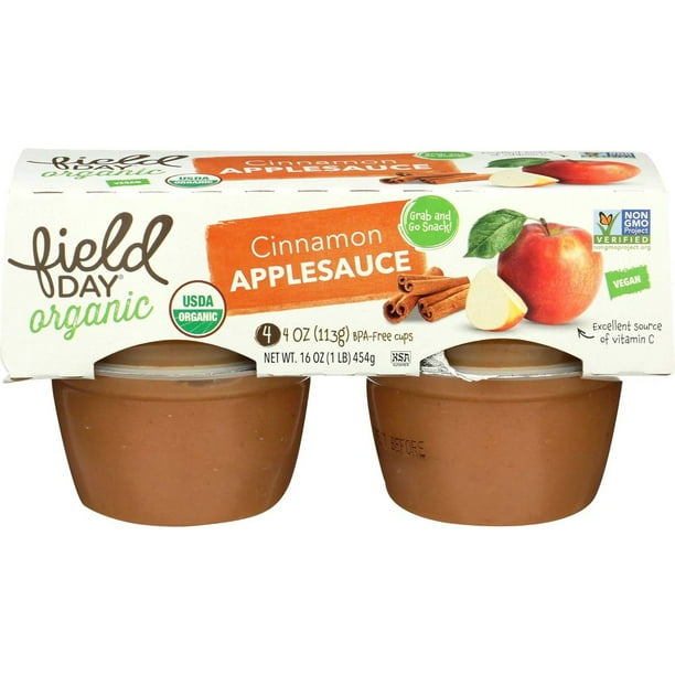 Field Day Organic Grab and Go Cinnamon Applesauce, 4 Ounce 4 count