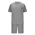 thumbnail image 4 of Dagegui Summer Outfit Sets for Men Waffle Crewneck T-Shirts and Short Pants Set Casual Beach Outdoor Outfits Solid Sweatsuits Gray 2XL, 4 of 6