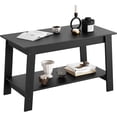 thumbnail image 1 of Bingirl 2-Tie Coffee Table Rustic Wood Living Room Tables with Open Rectangular Storage Compartment Coffee Tables for Living Room Outdoors Home Office Bedroom - Black, 1 of 7
