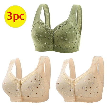 Itsame 3 Pack Everyday Sports Bra Set womens Full Support Bra Comfortable Breathable Wireless Comfort Bralette Set Green Size L