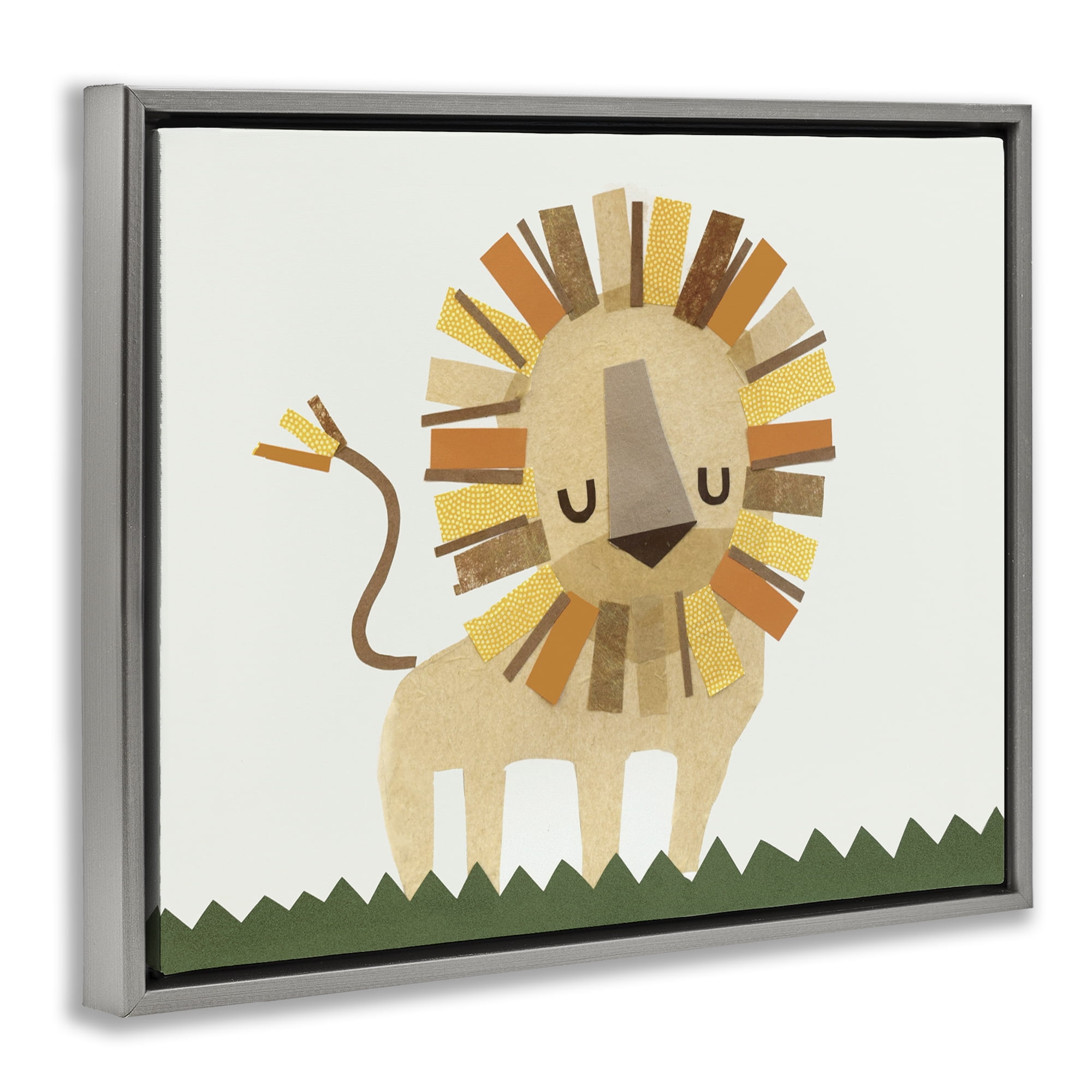 Stupell Industries Cozy Corner Lion Animals & Insects Painting Gray Floater Framed Art Print Wall Art, 31 x 25