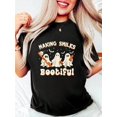thumbnail image 1 of Halloween T-Shirt 100% Cotton Making Smiles Women's Tee Causal Breathable Classic Comfort Tops, 1 of 6
