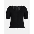thumbnail image 6 of Time and Tru Women's Pointelle Top with Short Sleeves, Sizes XS-XXXL, 6 of 6