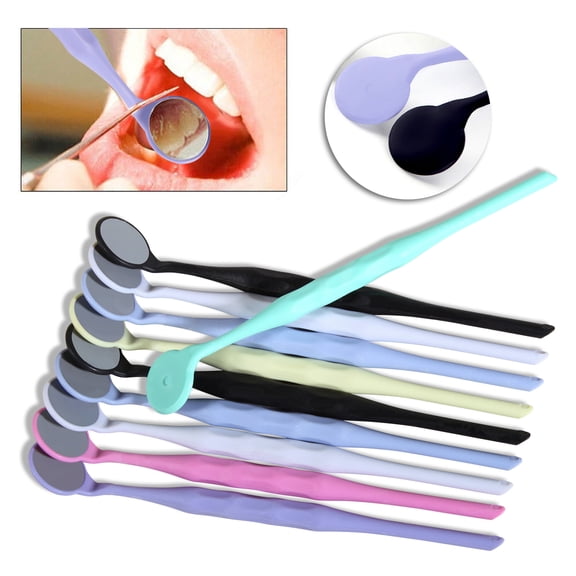 10pcs Dental Mirror Plastic Oral Diagnostic Tool Surgical Hygiene Single Sided