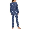 thumbnail image 4 of Jinhomg Womens Fall Sleepwear Cute Star Print Long Sleeve Top and Elastic Drawstring Waist Pants Fall Comfy 2 Piece Pajamas Set Lightening Deals Blue XL, 4 of 5