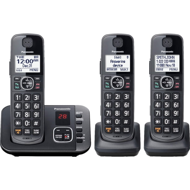 Teléfono Inalámbrico Panasonic KX-TGE633M con 3 Auriculares y Contestadora