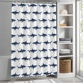 thumbnail image 5 of Abstract Sharks Shower Curtain, 72" x 84", Navy Blue Fish Simple Style Ocean Life Waterproof Bathroom Curtain Washable Shower Curtain Set with 12 Hooks, 5 of 8