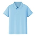 thumbnail image 3 of Trgacdwlo Boys' Soft Polo Shirt Short Sleeve School Uniform Shirt Collared Back To School Button-Up Top for Boys & Girls,110(3-4Years), 3 of 4
