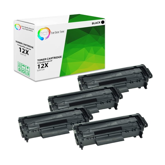 TCT 12X Toner Cartridge 4 Pack - Compatible With HP 12X Q2612X Black High Yield