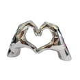 thumbnail image 3 of Escultura de mano de corazón con dedos de amor, coleccionable, regalo de cumpleaños, recuerdos de fiesta, resina Plateado, 3 of 9